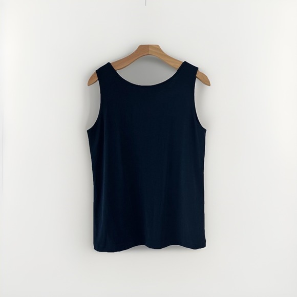 Chico's Tops - Chicos Travelers Navy Blue Ribbed Tank Top Shell Sz 1 US 8/10 Wrinkle Resistant